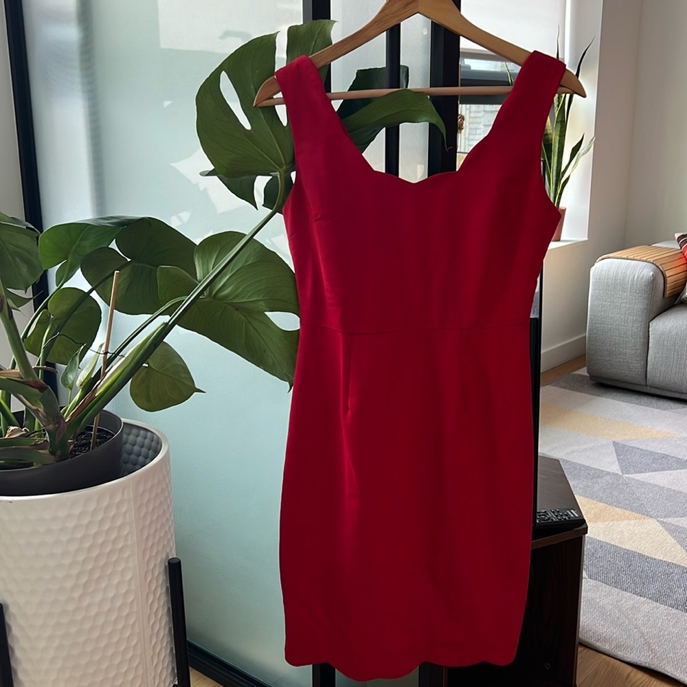 Red midi dress